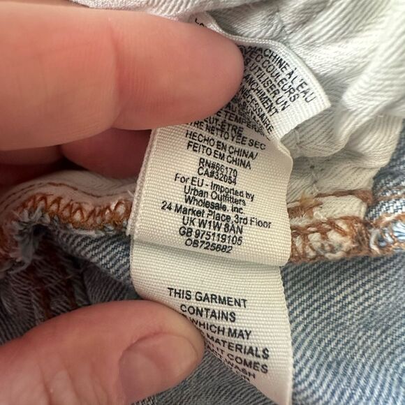 Free People We The Free Good Vibes Jean Mini Shorts with White Lace Size 31 - Picture 7 of 7